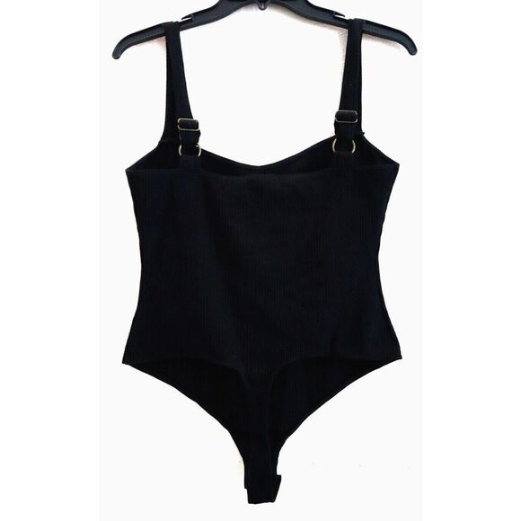 Intimately Free People Women Sz L Black In The City Underwire Ribbed Bodysuit - Picture 2 of 12